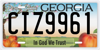 GA license plate CIZ9961