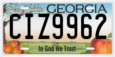 GA license plate CIZ9962