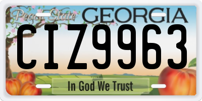 GA license plate CIZ9963