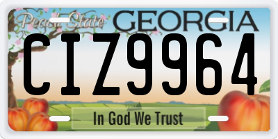 GA license plate CIZ9964