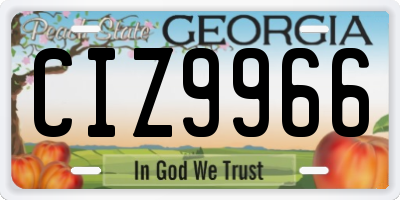 GA license plate CIZ9966