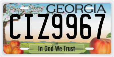 GA license plate CIZ9967