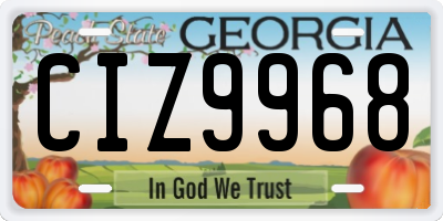 GA license plate CIZ9968