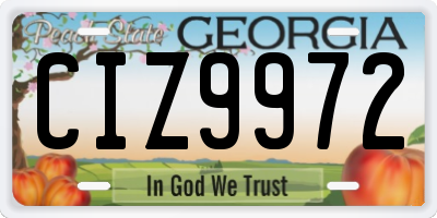 GA license plate CIZ9972