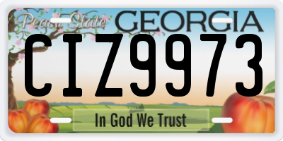 GA license plate CIZ9973