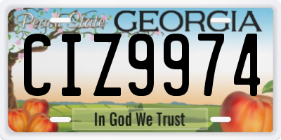 GA license plate CIZ9974
