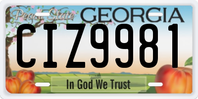 GA license plate CIZ9981