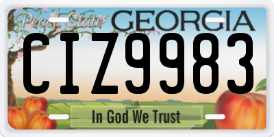 GA license plate CIZ9983