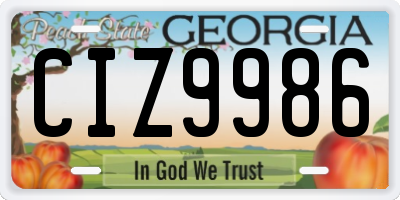 GA license plate CIZ9986