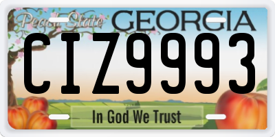 GA license plate CIZ9993