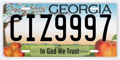 GA license plate CIZ9997
