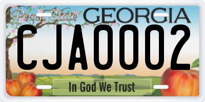 GA license plate CJA0002