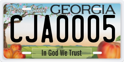 GA license plate CJA0005