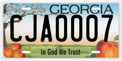 GA license plate CJA0007