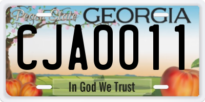 GA license plate CJA0011