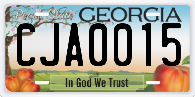 GA license plate CJA0015