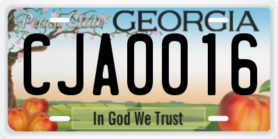 GA license plate CJA0016