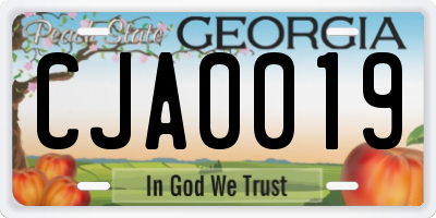 GA license plate CJA0019