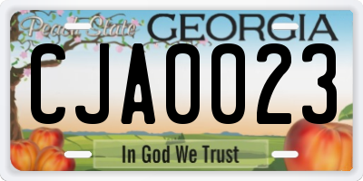 GA license plate CJA0023