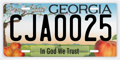 GA license plate CJA0025