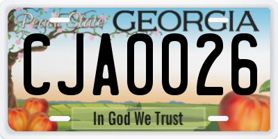 GA license plate CJA0026