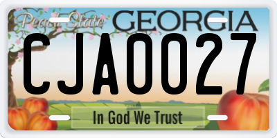 GA license plate CJA0027