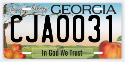 GA license plate CJA0031