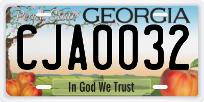 GA license plate CJA0032