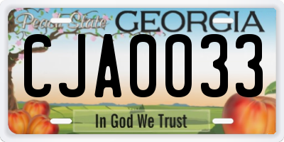 GA license plate CJA0033