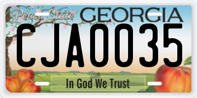 GA license plate CJA0035