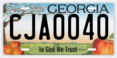 GA license plate CJA0040