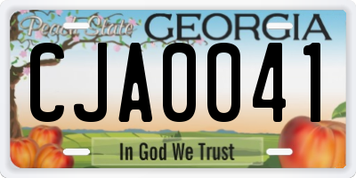 GA license plate CJA0041
