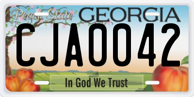 GA license plate CJA0042