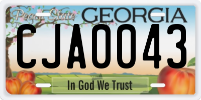 GA license plate CJA0043