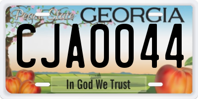 GA license plate CJA0044