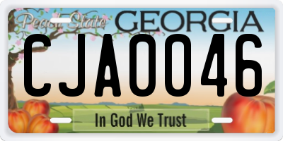 GA license plate CJA0046