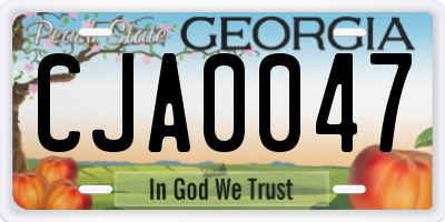 GA license plate CJA0047