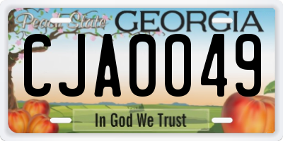 GA license plate CJA0049