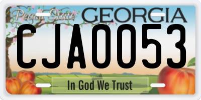 GA license plate CJA0053