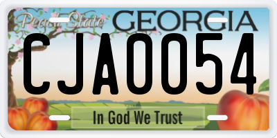 GA license plate CJA0054