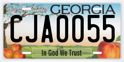 GA license plate CJA0055
