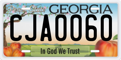 GA license plate CJA0060