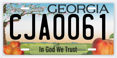GA license plate CJA0061