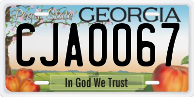 GA license plate CJA0067