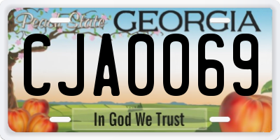 GA license plate CJA0069