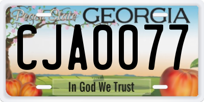 GA license plate CJA0077