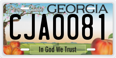GA license plate CJA0081