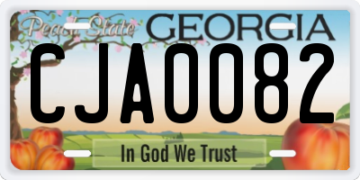 GA license plate CJA0082