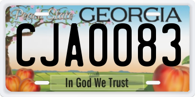 GA license plate CJA0083