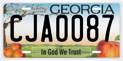 GA license plate CJA0087